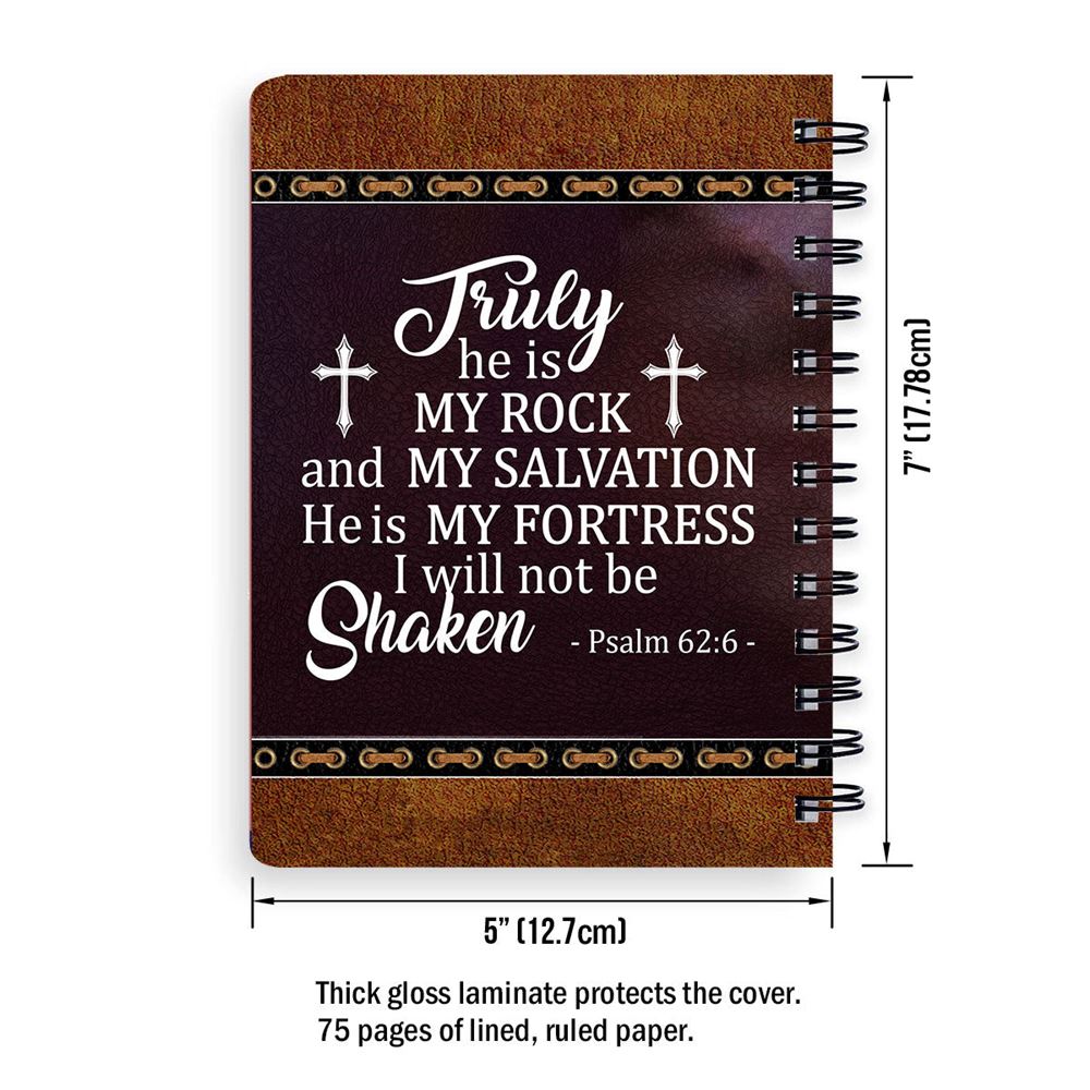 Personalized Spiral Journal Truly He Is My Rock And My Salvation, Religious Gifts For Christian