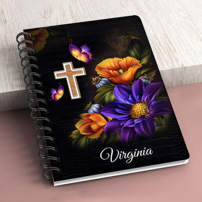 Personalized Spiral Journal Trust In The Lord With All Your Heart Proverbs 35 6 Cross And Flower, Religious Gifts For Christian