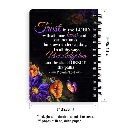 Personalized Spiral Journal Trust In The Lord With All Your Heart Proverbs 35 6 Cross And Flower, Religious Gifts For Christian