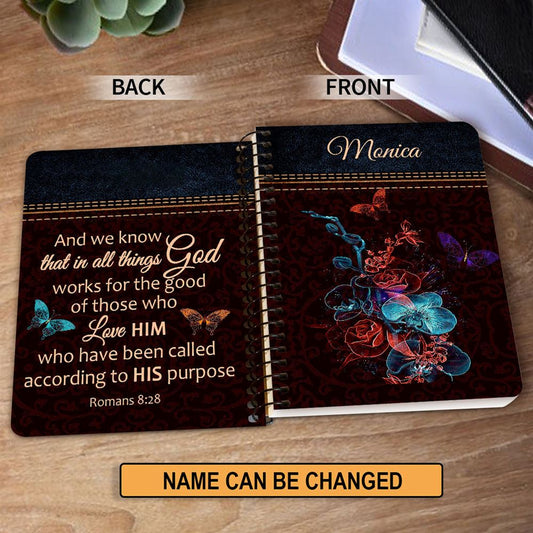 Personalized Spiral Journal We Know That In All Things God Works, Religious Gifts For Christian