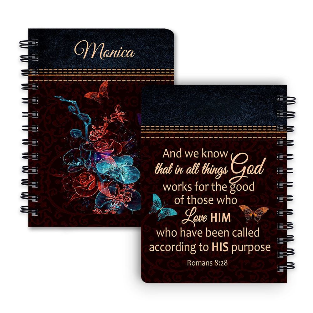 Personalized Spiral Journal We Know That In All Things God Works, Religious Gifts For Christian
