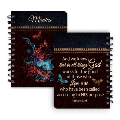 Personalized Spiral Journal We Know That In All Things God Works, Religious Gifts For Christian