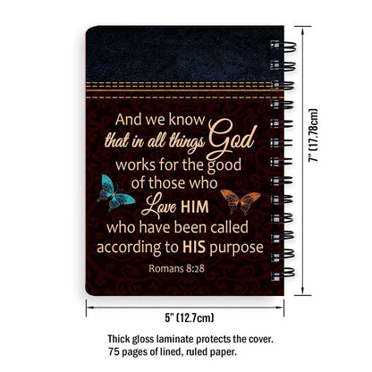 Personalized Spiral Journal We Know That In All Things God Works, Religious Gifts For Christian