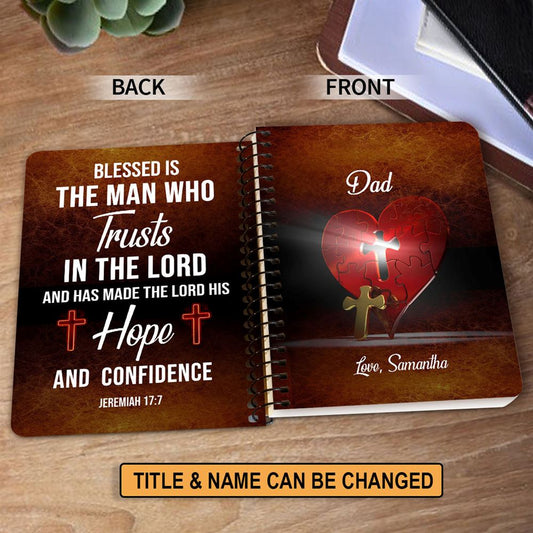 Personalized Spiral Notebook Blessed Is The Man Who Trusts In The Lord, Christian Spiral Notebooks