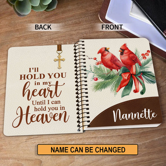 Personalized Spiral Notebook Cardinal Bird Spiral Notebook I‘Ll Hold You In My Heart, Christian Spiral Notebooks