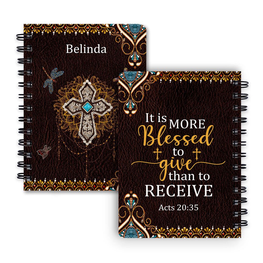 Personalized Spiral Notebook It Is More Blessed To Give Than To Receive, Religious Spiral Notebooks