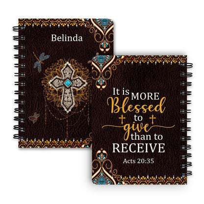 Personalized Spiral Notebook It Is More Blessed To Give Than To Receive, Religious Spiral Notebooks