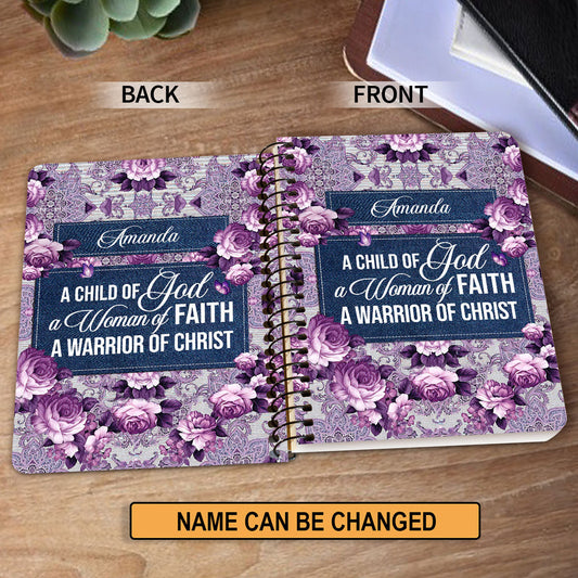 Personalized Spiral Notebook Roses And Butterfly A Woman Of Faith, Brilliant Gift For Christian Ladies