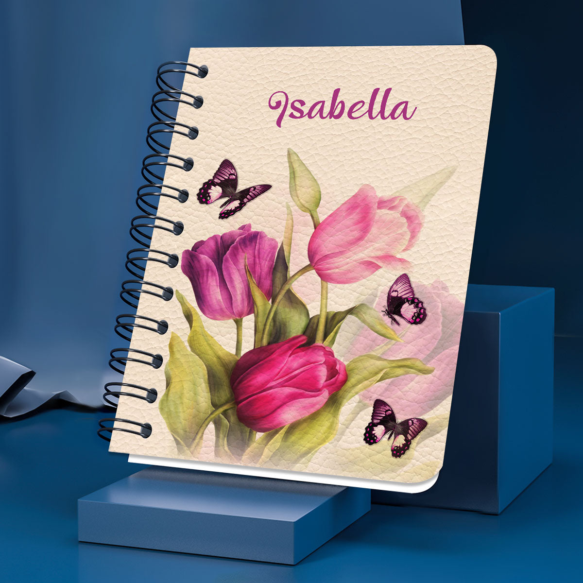 Personalized Spiral Notebook Scripture Gifts For Christian Friends Tulip And Butterfly, Religious Spiral Notebooks