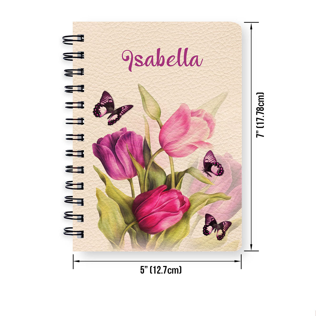 Personalized Spiral Notebook Scripture Gifts For Christian Friends Tulip And Butterfly, Religious Spiral Notebooks