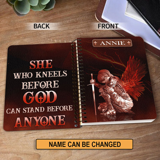 Personalized Spiral Notebook Who Kneels Before God Can Stand Before Anyone, Religious Spiral Notebooks