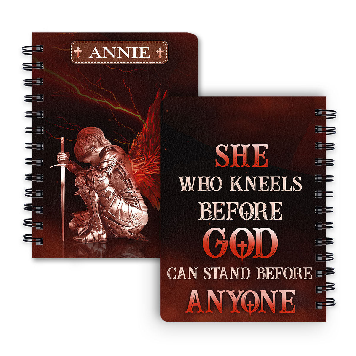 Personalized Spiral Notebook Who Kneels Before God Can Stand Before Anyone, Religious Spiral Notebooks