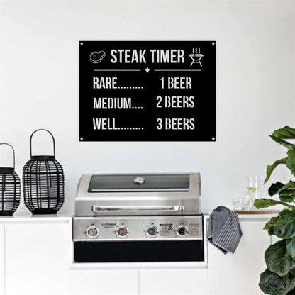 Personalized Steak Timer Metal Beer Lover Sign, Home & Bar Decor, For Garage, Craft Breweries Pubs