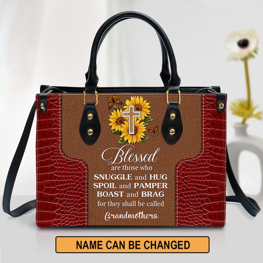 Personalized Sunflower Leather Bag Blessed Are Those Who Spoil And Pamper, Women Pu Leather Bag, Christian Gifts For Women