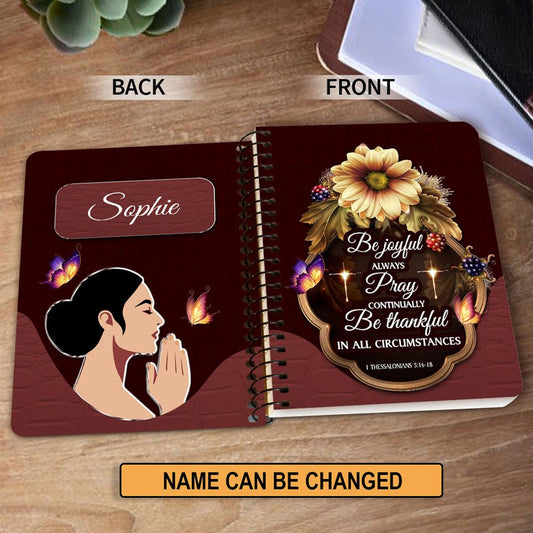 Personalized Sunflower Spiral Notebook Be Thankful In All Circumstances, Religious Spiral Notebooks
