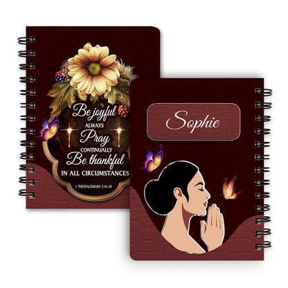 Personalized Sunflower Spiral Notebook Be Thankful In All Circumstances, Religious Spiral Notebooks