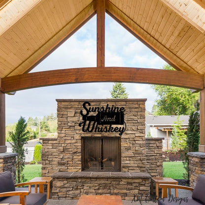 Personalized Sunshine And Whiskey Metal Sign, Metal Whiskey Decor, Non Rust Metal Sign, Bar Sign, Decoration Patio Sign, Pool Side Decor