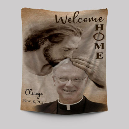 Personalized Tapestry Safe In God's Arms - Custom Welcome Home Tapestry Wall Art - Digital File
