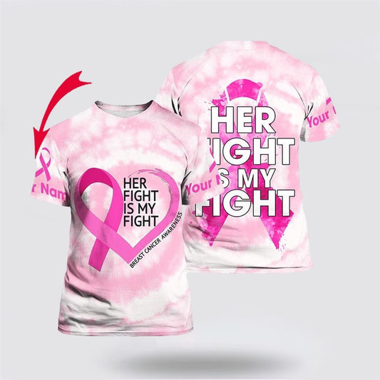 Personalized Tie Dye Breast Cancer Awareness All Over Print 3D T Shirt, Breast Cancer Gift Ideas, Unisex T Shirt