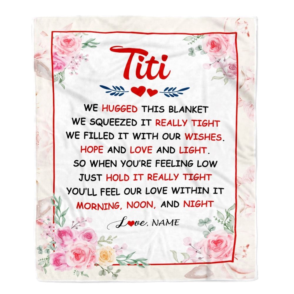 Personalized Titi Blanket From Niece Nephew We Hugged This Blanket Floral, Mother's Day Blanket, Mothers Day Birthday Gifts For Mom