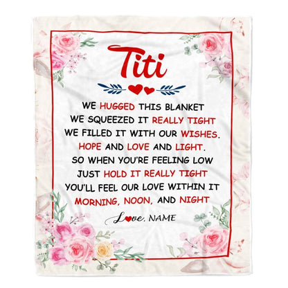 Personalized Titi Blanket From Niece Nephew We Hugged This Blanket Floral, Mother's Day Blanket, Mothers Day Birthday Gifts For Mom