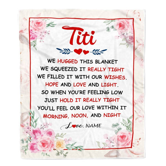 Personalized Titi Blanket From Niece Nephew We Hugged This Blanket Floral, Mother's Day Blanket, Mothers Day Birthday Gifts For Mom