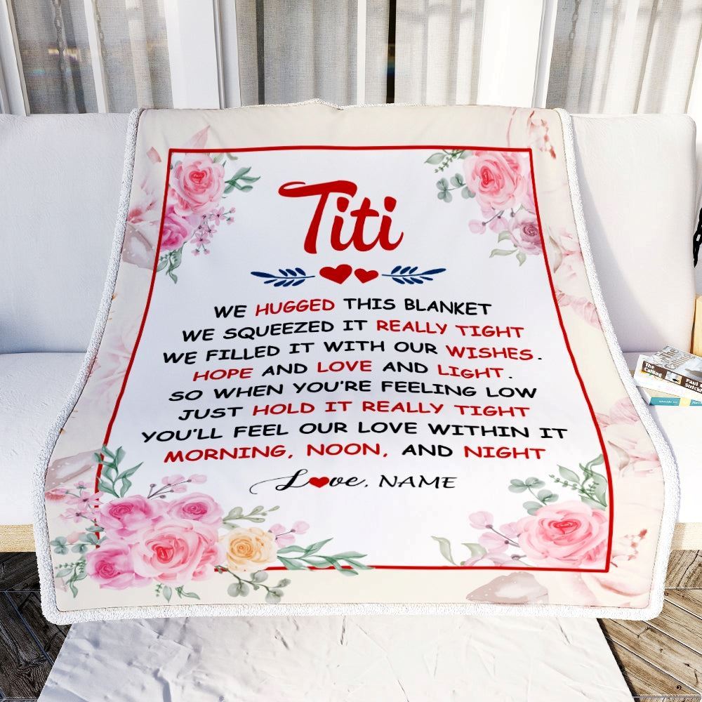 Personalized Titi Blanket From Niece Nephew We Hugged This Blanket Floral, Mother's Day Blanket, Mothers Day Birthday Gifts For Mom