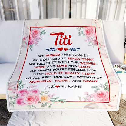 Personalized Titi Blanket From Niece Nephew We Hugged This Blanket Floral, Mother's Day Blanket, Mothers Day Birthday Gifts For Mom