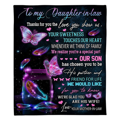 Personalized To Daughter In Law Blanket Mother's Gifts For Daughter In Law Fleece Blanket Blanket, Mother's Day Blanket, Birthday Gift