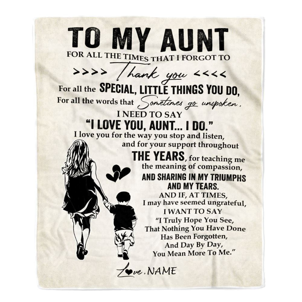 Personalized To My Aunt Blanket From Nephew For All The Times That I Forgot To Thank You, Mother's Day Blanket, Mothers Day Birthday Gifts For Mom