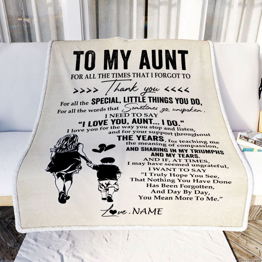 Personalized To My Aunt Blanket From Nephew For All The Times That I Forgot To Thank You, Mother's Day Blanket, Mothers Day Birthday Gifts For Mom