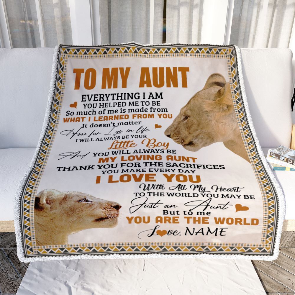 Personalized To My Aunt Blanket From Nephew Lion My Loving Father I Love You, Mother's Day Blanket, Mothers Day Birthday Gifts For Mom