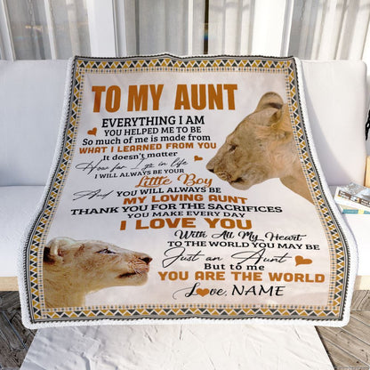 Personalized To My Aunt Blanket From Nephew Lion My Loving Father I Love You, Mother's Day Blanket, Mothers Day Birthday Gifts For Mom
