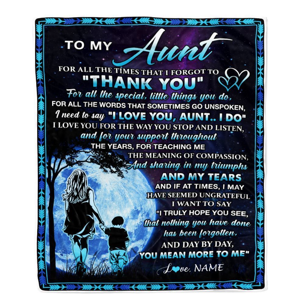 Personalized To My Aunt Blanket From Nephew Thank You Day By Day, Mother's Day Blanket, Mothers Day Birthday Gifts For Mom