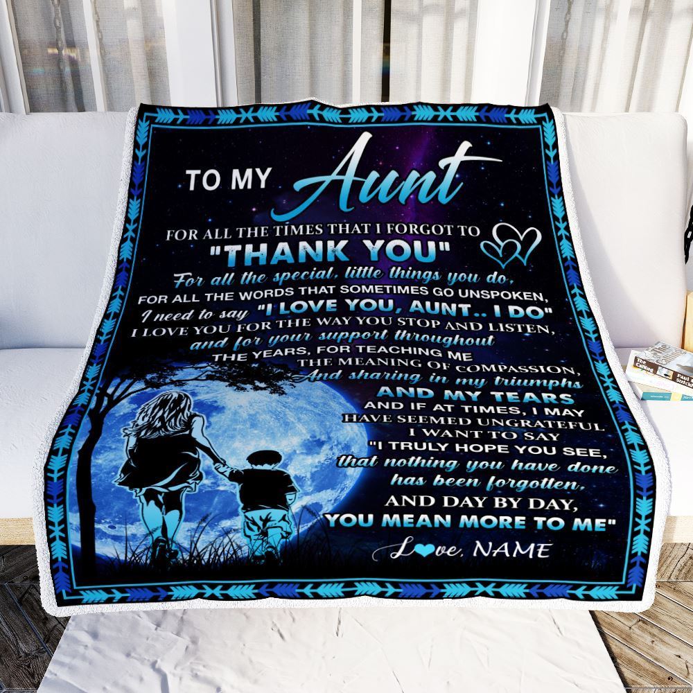 Personalized To My Aunt Blanket From Nephew Thank You Day By Day, Mother's Day Blanket, Mothers Day Birthday Gifts For Mom