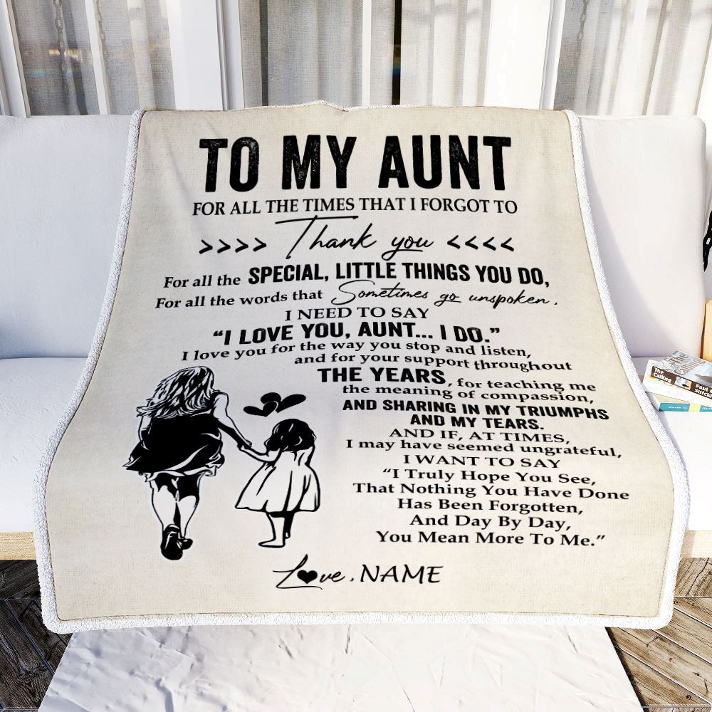 Personalized To My Aunt Blanket From Niece For All The Times That I Forgot To Thank You, Mother's Day Blanket, Mothers Day Birthday Gifts For Mom