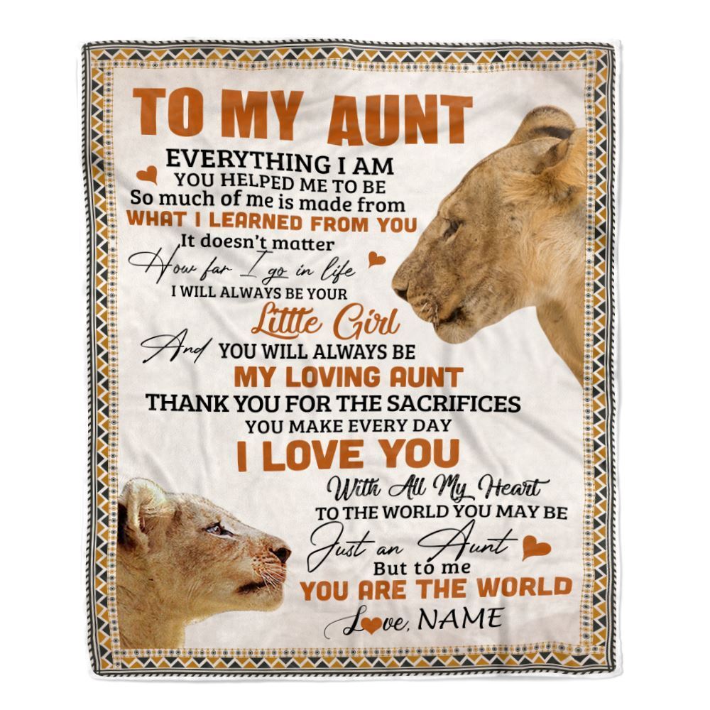 Personalized To My Aunt Blanket From Niece Lion My Loving Father I Love You, Mother's Day Blanket, Mothers Day Birthday Gifts For Mom