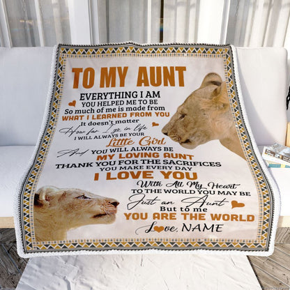 Personalized To My Aunt Blanket From Niece Lion My Loving Father I Love You, Mother's Day Blanket, Mothers Day Birthday Gifts For Mom