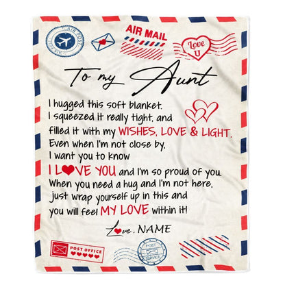 Personalized To My Aunt Blanket From Niece Nephew Air Mail Letter I Love You, Mother's Day Blanket, Mothers Day Birthday Gifts For Mom