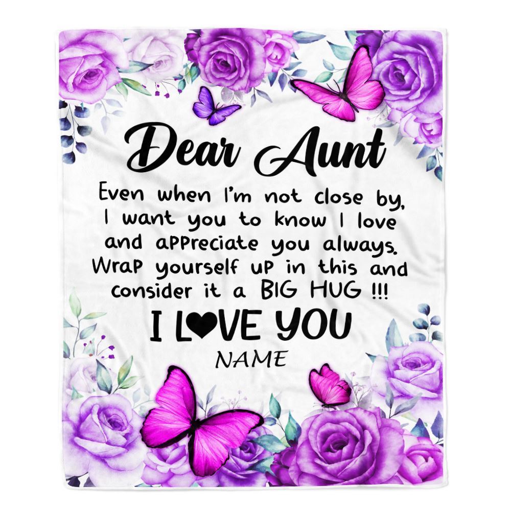 Personalized To My Aunt Blanket From Niece Nephew Butterfly Love And Appreciate, Mother's Day Blanket, Mothers Day Birthday Gifts For Mom