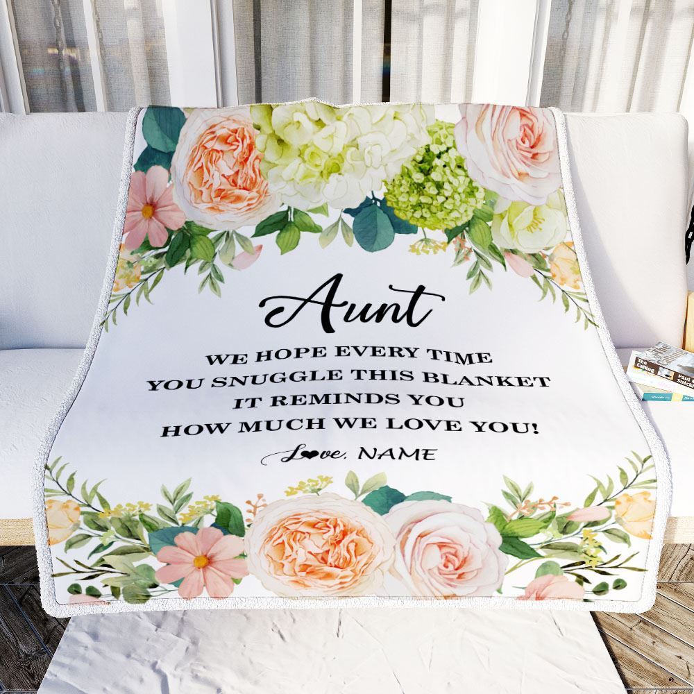 Personalized To My Aunt Blanket From Niece Nephew How Much We Love You Flower, Mother's Day Blanket, Mothers Day Birthday Gifts For Mom
