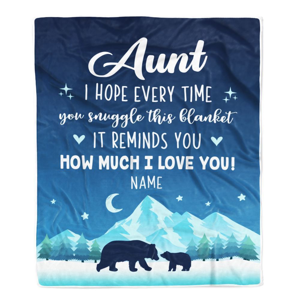Personalized To My Aunt Blanket From Niece Nephew I Hope Every Time Bear, Mother's Day Blanket, Mothers Day Birthday Gifts For Mom