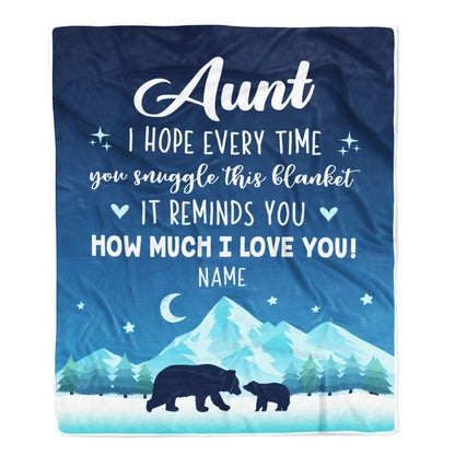 Personalized To My Aunt Blanket From Niece Nephew I Hope Every Time Bear, Mother's Day Blanket, Mothers Day Birthday Gifts For Mom