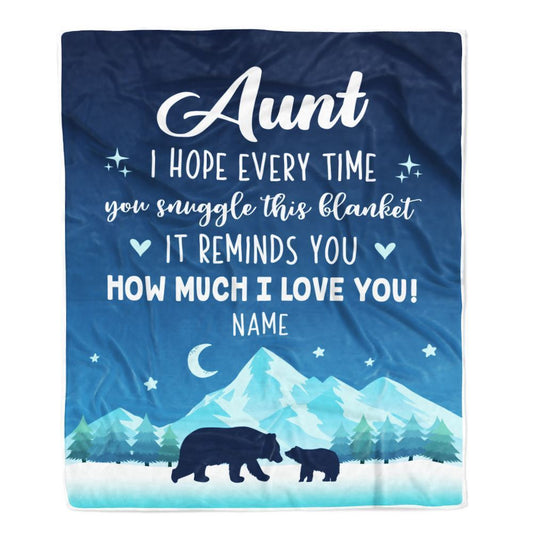 Personalized To My Aunt Blanket From Niece Nephew I Hope Every Time Bear, Mother's Day Blanket, Mothers Day Birthday Gifts For Mom