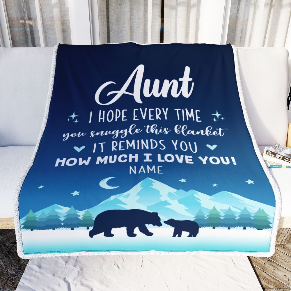 Personalized To My Aunt Blanket From Niece Nephew I Hope Every Time Bear, Mother's Day Blanket, Mothers Day Birthday Gifts For Mom