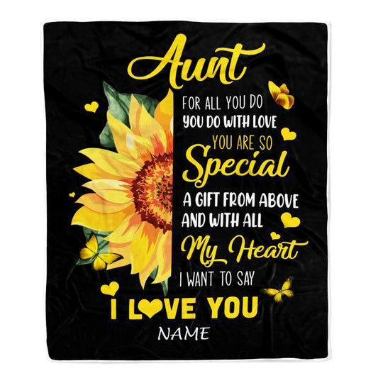 Personalized To My Aunt Blanket From Niece Nephew I Want To Say I Love You Sunfower, Mother's Day Blanket, Mothers Day Birthday Gifts For Mom