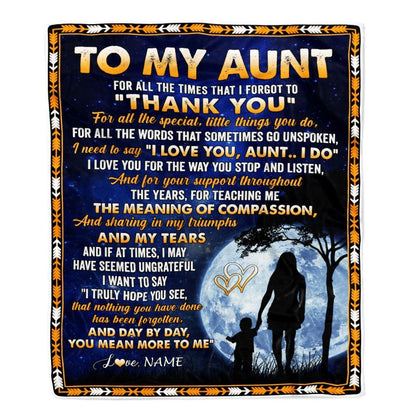 Personalized To My Aunt Blanket From Niece Nephew Thank You Grateful Love, Mother's Day Blanket, Mothers Day Birthday Gifts For Mom