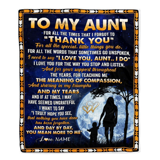 Personalized To My Aunt Blanket From Niece Nephew Thank You Grateful Love, Mother's Day Blanket, Mothers Day Birthday Gifts For Mom
