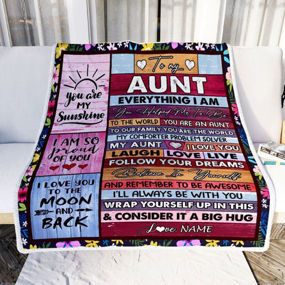 Personalized To My Aunt Blanket From Niece Nephew Wood Everything I Am You Helped Me To Be, Mother's Day Blanket, Mothers Day Birthday Gifts For Mom