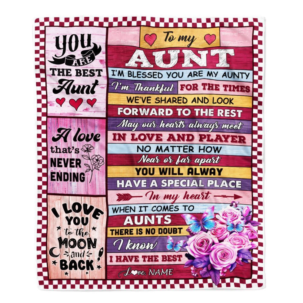 Personalized To My Aunt Blanket From Niece Nephew Wood I Am Blessed You Are, Mother's Day Blanket, Mothers Day Birthday Gifts For Mom